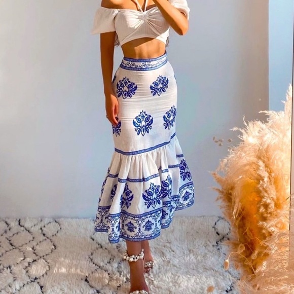 ZARA VIRAL EMBROIDERED SKIRT - Picture 9 of 15